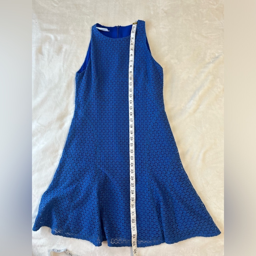 A-K-R-i-S PUNTO Akris blue knit dress, sleeveless with eyelet lace - Picture 9 of 10